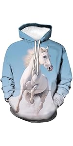 Amazon.com: LAOLIUSN Men's Horse Zipper Hoodie - Animal